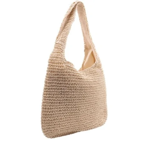Torebka plażowa słomiana pojemna słomkowa BEIGE