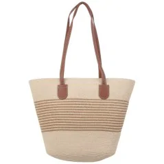 Torebka plażowa słomiana pojemna słomkowa BEIGE