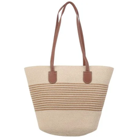 Torebka plażowa słomiana pojemna słomkowa BEIGE