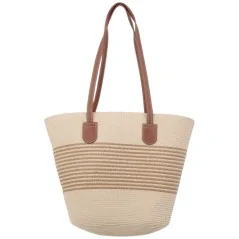 Torebka plażowa słomiana pojemna słomkowa BEIGE