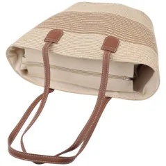 Torebka plażowa słomiana pojemna słomkowa BEIGE