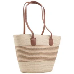 Torebka plażowa słomiana pojemna słomkowa BEIGE