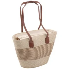 Torebka plażowa słomiana pojemna słomkowa BEIGE