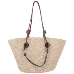 Torebka plażowa słomiana pojemna słomkowa BEIGE