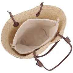 Torebka plażowa słomiana pojemna słomkowa BEIGE