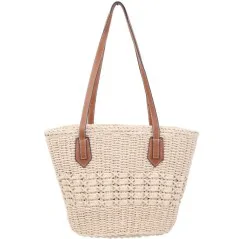 Torebka plażowa słomiana pojemna słomkowa BEIGE