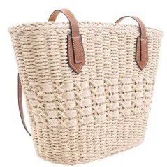 Torebka plażowa słomiana pojemna słomkowa BEIGE