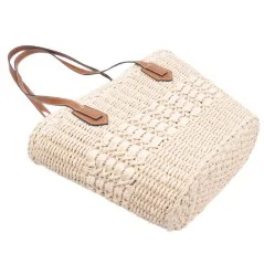 Torebka plażowa słomiana pojemna słomkowa BEIGE