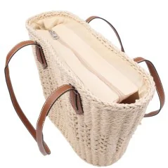 Torebka plażowa słomiana pojemna słomkowa BEIGE