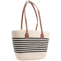 Torebka plażowa słomiana pojemna słomkowa BEIGE
