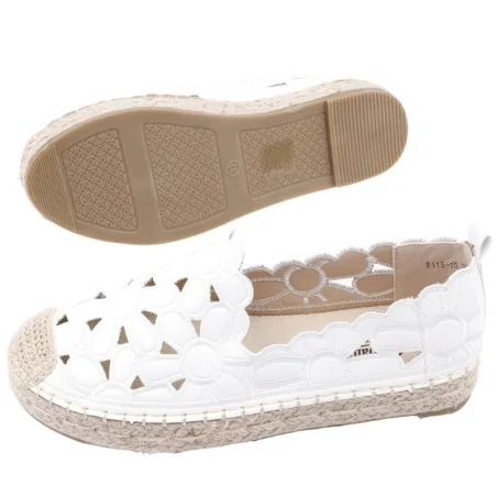 Espadryle damskie ażurowe wsuwane platforma białe 10 Renfrew