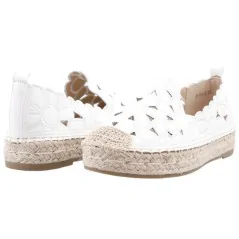 Espadryle damskie ażurowe wsuwane platforma białe 10 Renfrew