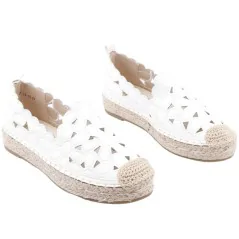 Espadryle damskie ażurowe wsuwane platforma białe 10 Renfrew