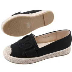 Espadryle damskie półbuty wsuwane platforma czarne 1 Jocelynn