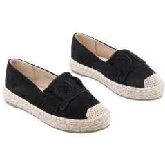 Espadryle damskie półbuty wsuwane platforma czarne 1 Jocelynn