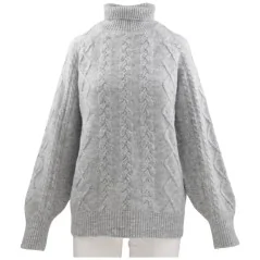 SWETER DAMSKI ELEGANCKI CIEPŁY DAMSKIE SWETRY DŁUGI RĘKAW GREY