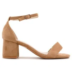Sandały DAMSKIE NA SŁUPKU BUTY DAMSKIE SANDAŁKI zamszowe camel 15 Gloria